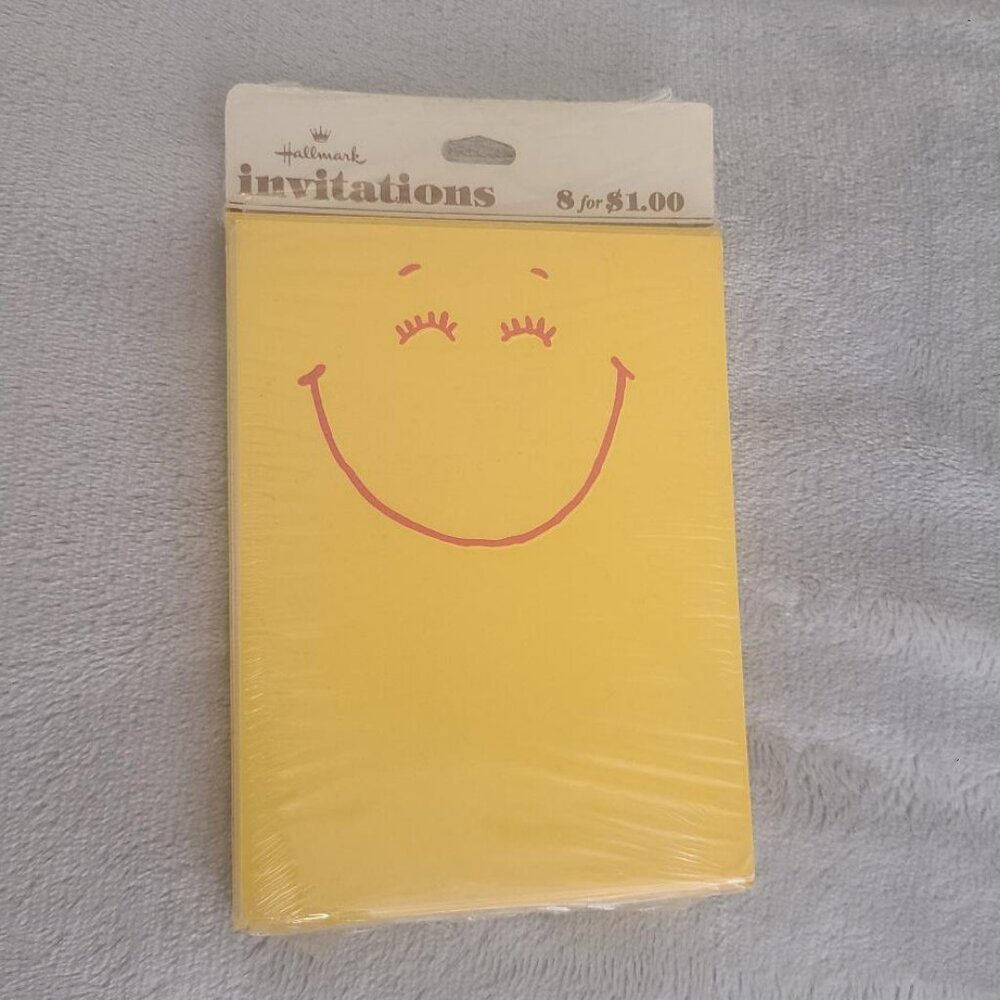 Hallmark Vintage 1970s Smiley Face Invite Cards (8)